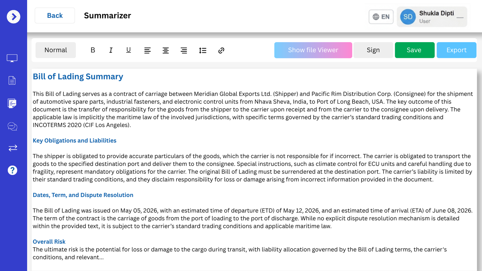 AI DocSummarise tool for instant executive summaries of long-form legal regulations